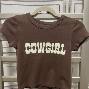 Brown Cowgirl Cropped T-Shirt